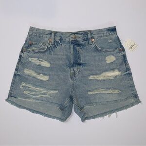 Free People Women’s Maggie Distressed Mid-Rise Denim Jean Shorts-Size 28 New